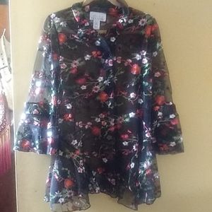 Embroidered sheer jacket